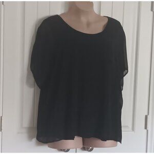 Avenue Women's Black Sheer Overlay Top 26/28 Polyester/Viscose